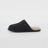 HOS Sheepskin EDWIN Mens Slippers Navy side view showing suede upper and warm sheepskin lining.