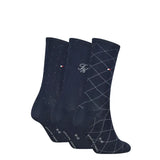 Tommy Hilfiger 3 Pack Giftbox Monogram Womens Crew Socks Navy