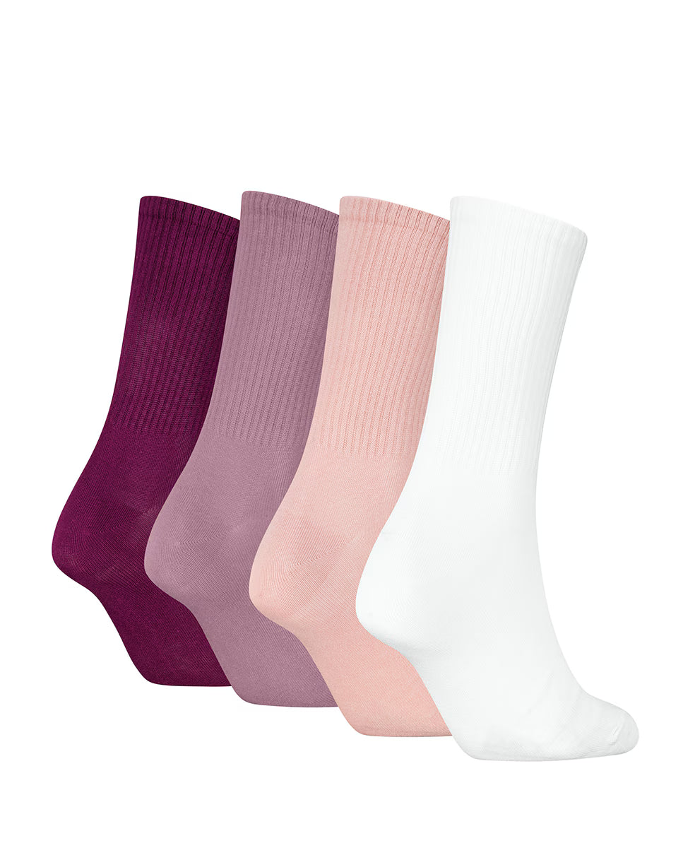Calvin Klein 4 Pack Giftbox Monologo Womens Crew Socks Multicolour